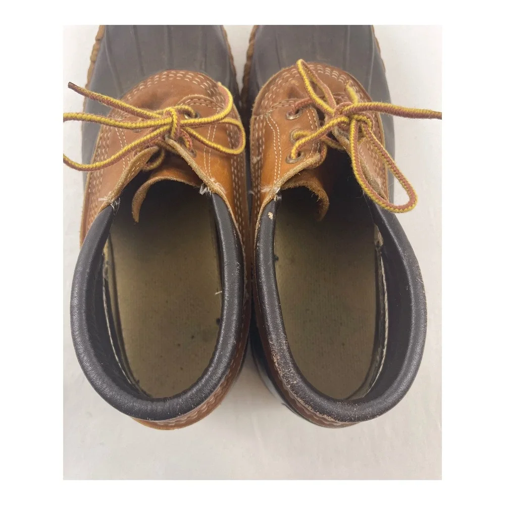 LL Bean Maine Hunting Shoe‎ Mens Brown Leather Rubber Duck Boots Low Top Size 10
